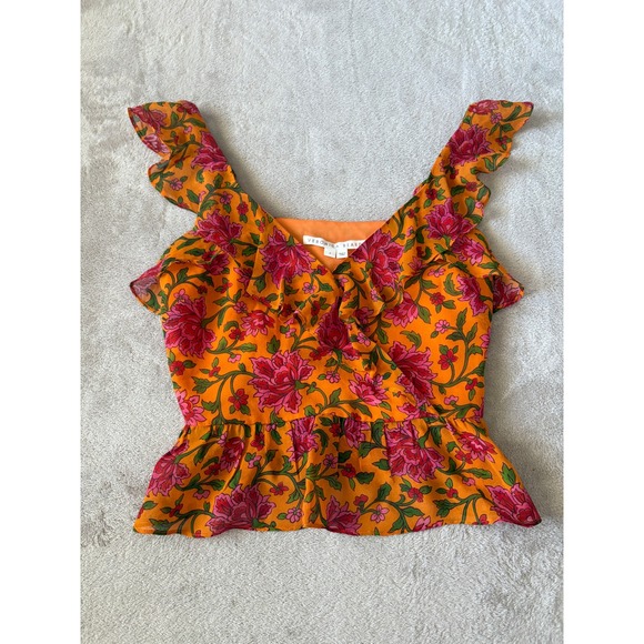 Veronica Beard Tops - Veronica Beard Size 4 Randa Ruffle Floral Silk Top Peplum Flare Romantic